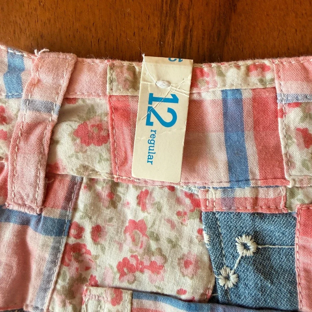 Justice Girls Pink/Denim Patchwork Shorts Size 12R NWT